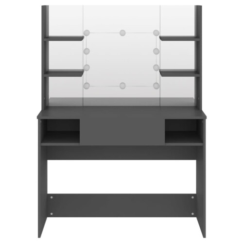 VidaXL vidaXL Makeup Table with LED Lights MDF Grey Cosmetic Vanity Dressing Table 2