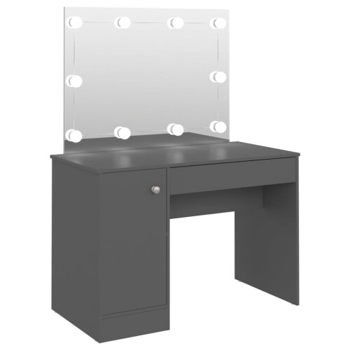 VidaXL vidaXL Makeup Table with LED Lights MDF Grey Cosmetic Vanity Dressing Table 1