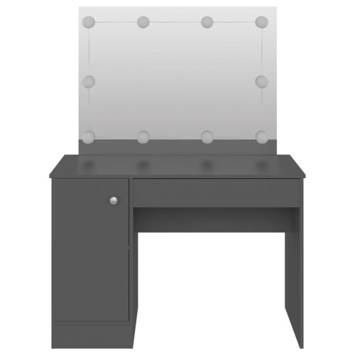 VidaXL vidaXL Makeup Table with LED Lights MDF Grey Cosmetic Vanity Dressing Table 2