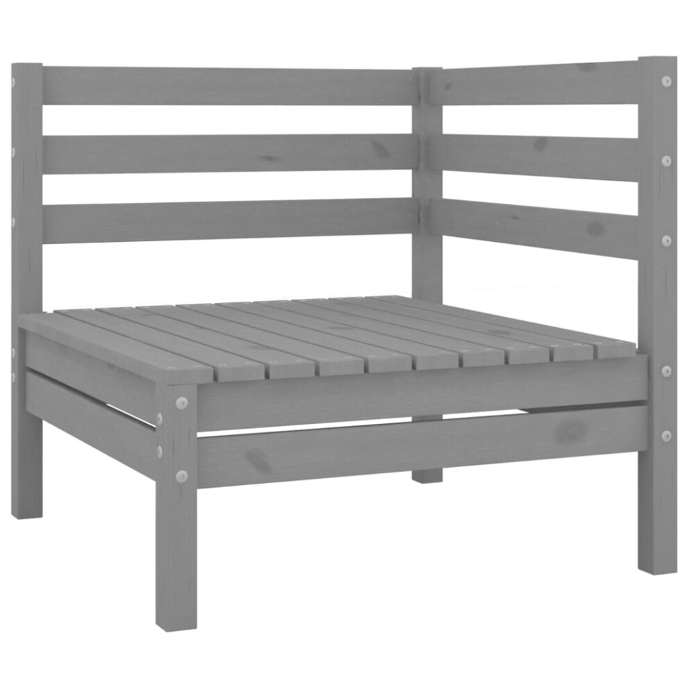 vidaXL Solid Pinewood Garden Corner Sofa Grey Outdoor Corner Seating Sofa