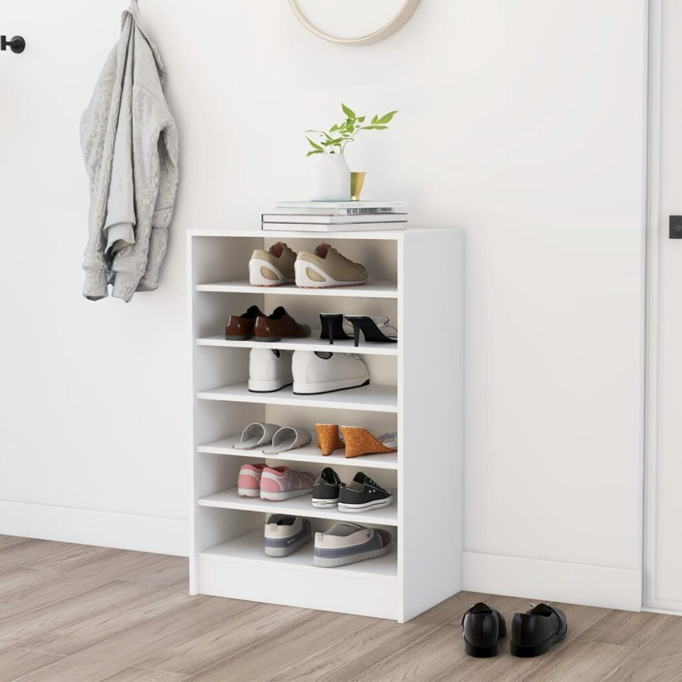 vidaXL Shoe Cabinet White Chipboard Home Hallway Shoe Organiser Shelf Rack