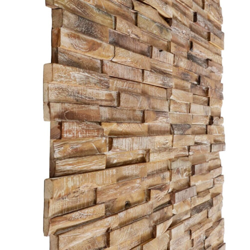 VidaXL vidaXL 10x Solid Teak Wood 3D Wall Cladding Panels 1.01 m? Wall Decoration 2