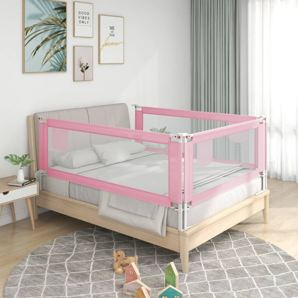 Vidaxl Toddler Safety Bed Rail Pink 180X25 Cm Fabric Baby Cot Bed Protection
