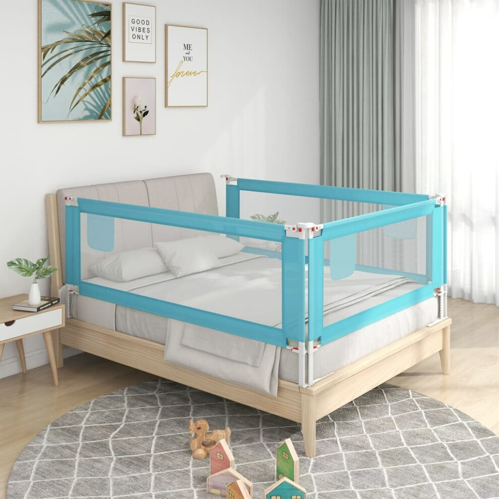 Vidaxl Toddler Safety Bed Rail Blue 120X25 Cm Fabric Baby Cot Bed Protection