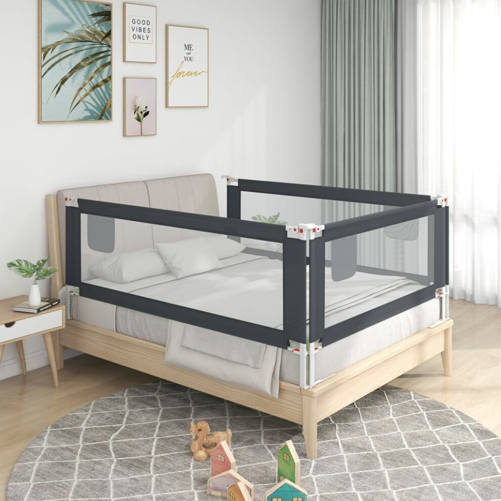 vidaXL Toddler Safety Bed Rail Dark Grey 160x25 cm Fabric Baby Cot Protection-image-OPC-P8R9GMV-NEW