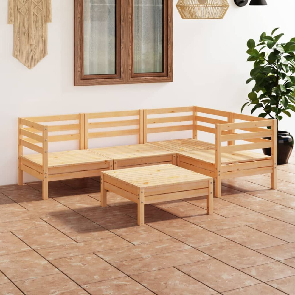 vidaXL Garden Lounge Set Wooden Outdoor Lounge Set 5 Piece Solid Pinewood