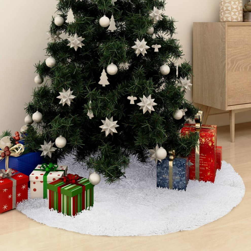 vidaXL Christmas Tree Skirt White Faux Fur Tree Home Decoration Base Mat Set