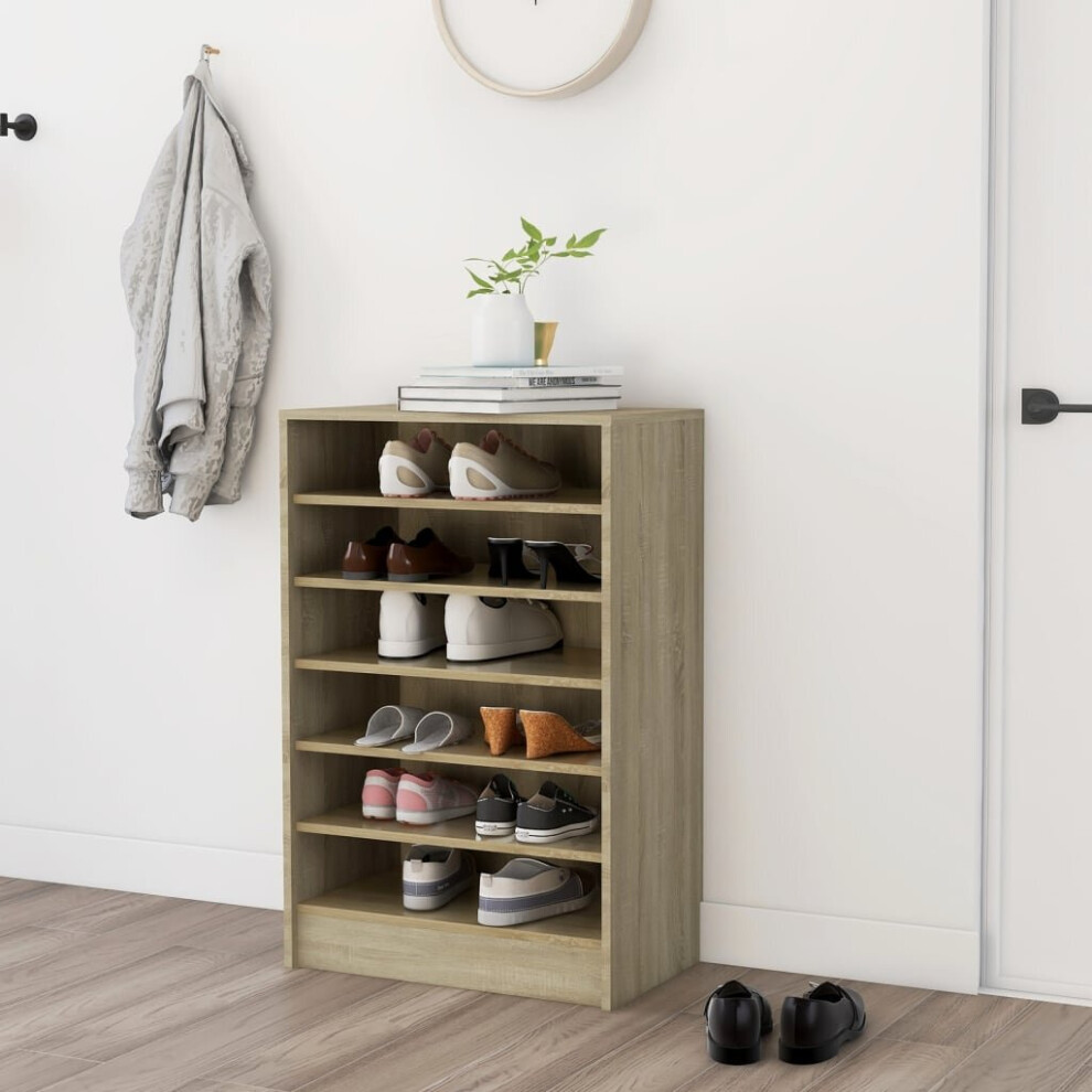 vidaXL Shoe Cabinet Sonoma Oak Chipboard Hallway Shoe Organiser Shelf Rack