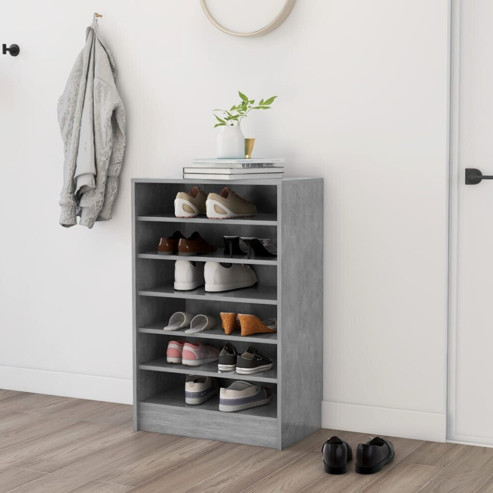 vidaXL Shoe Cabinet Concrete Grey Chipboard Hallway Shoe Organiser Shelf Rack