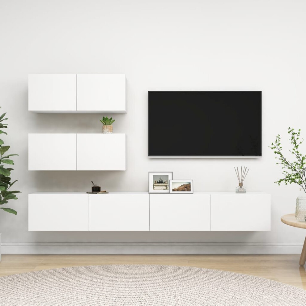 Vidaxl Tv Cabinet Set 4 Piece Engineered Wood Hanging Tv Hifi Cabinet White