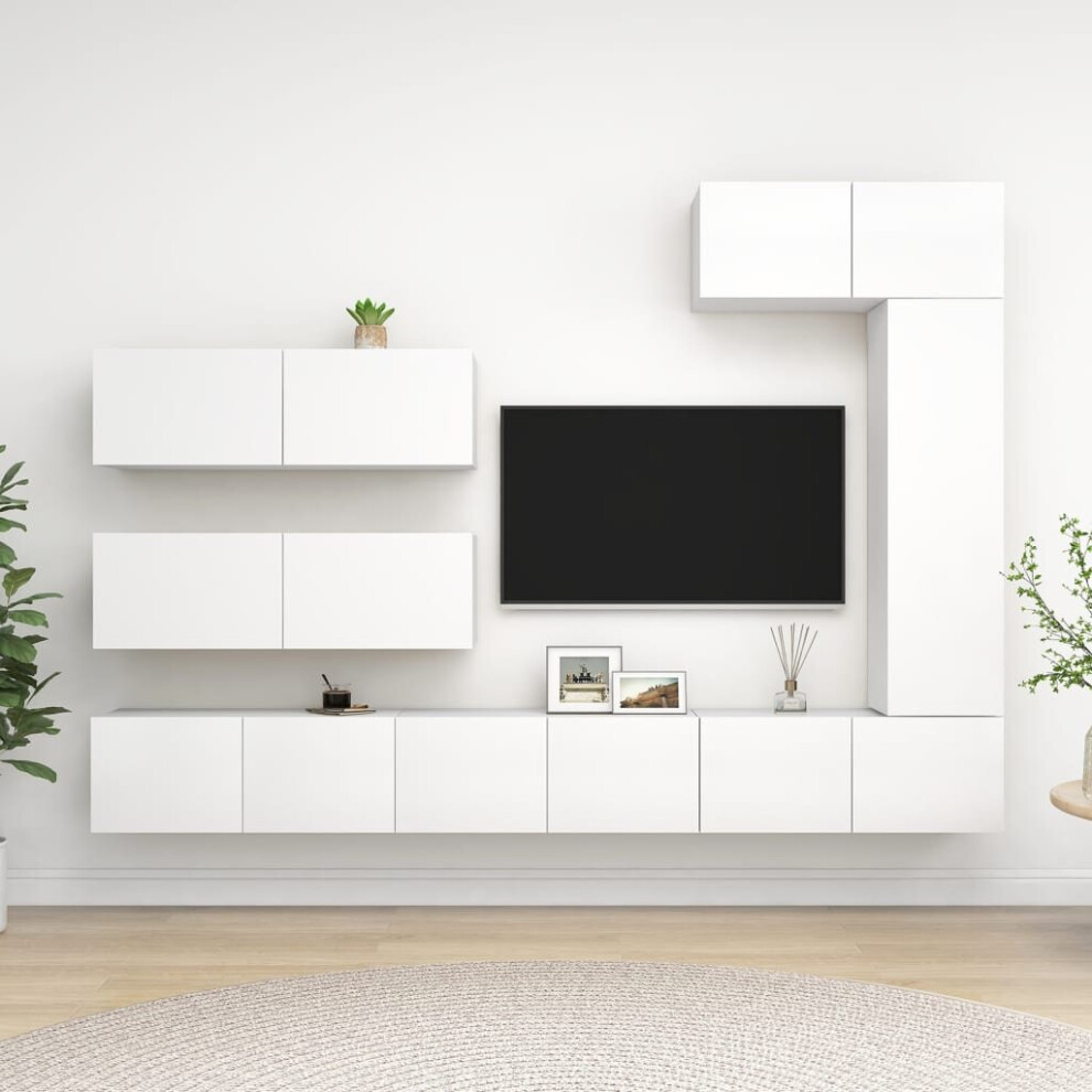 vidaXL TV Cabinet Set 7 Piece White Engineered Wood Hanging TV Hifi Cabinet