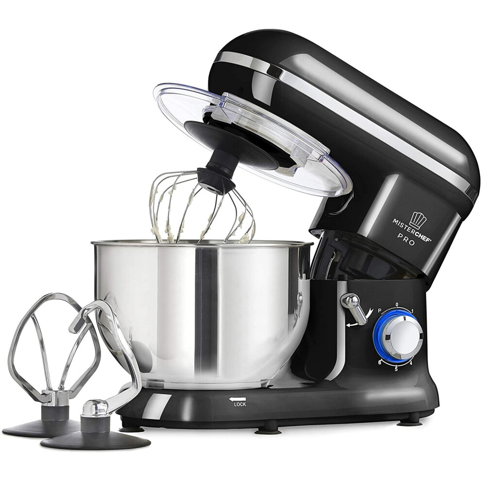 MisterChefÂ® PRO Black Food Stand Mixer 1600W, 2 Year Warranty