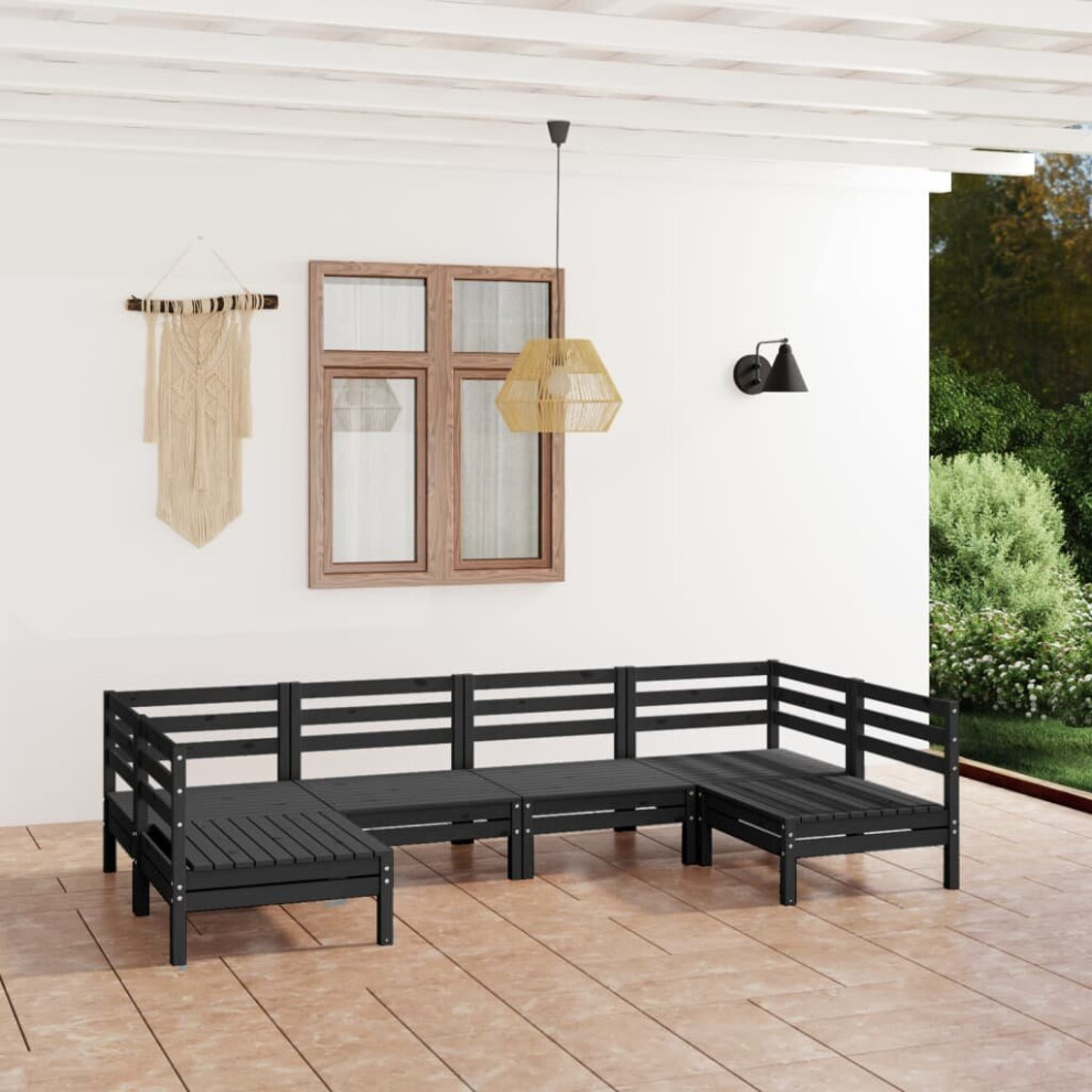 vidaXL Garden Lounge Set Outdoor Lounge Set 6 Piece Black Solid Wood Pine