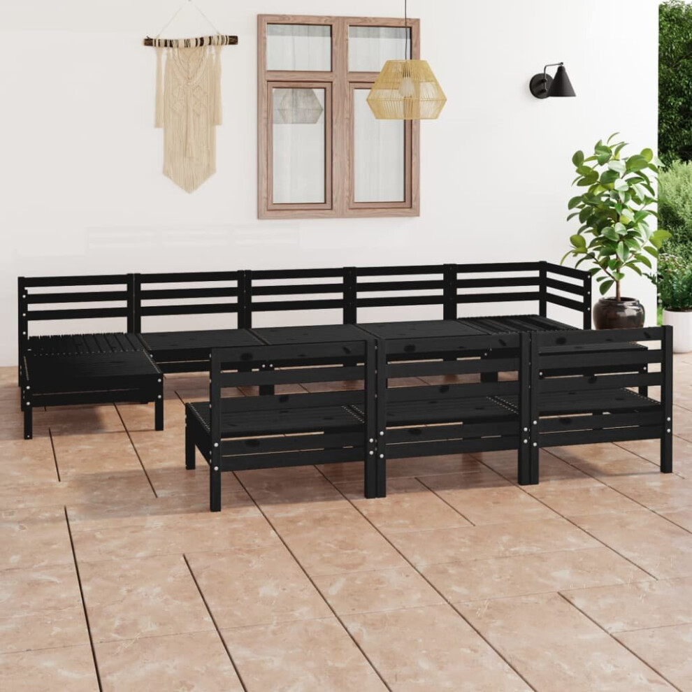 vidaXL Garden Lounge Set Outdoor Lounge Set 10 Piece Black Solid Wood Pine