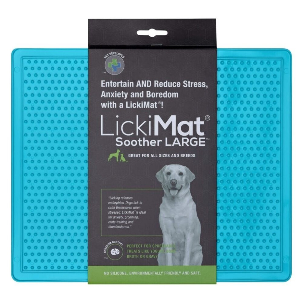 Lickimat Soother Xl Interactive Dog Treat Feeding Mat Turquoise