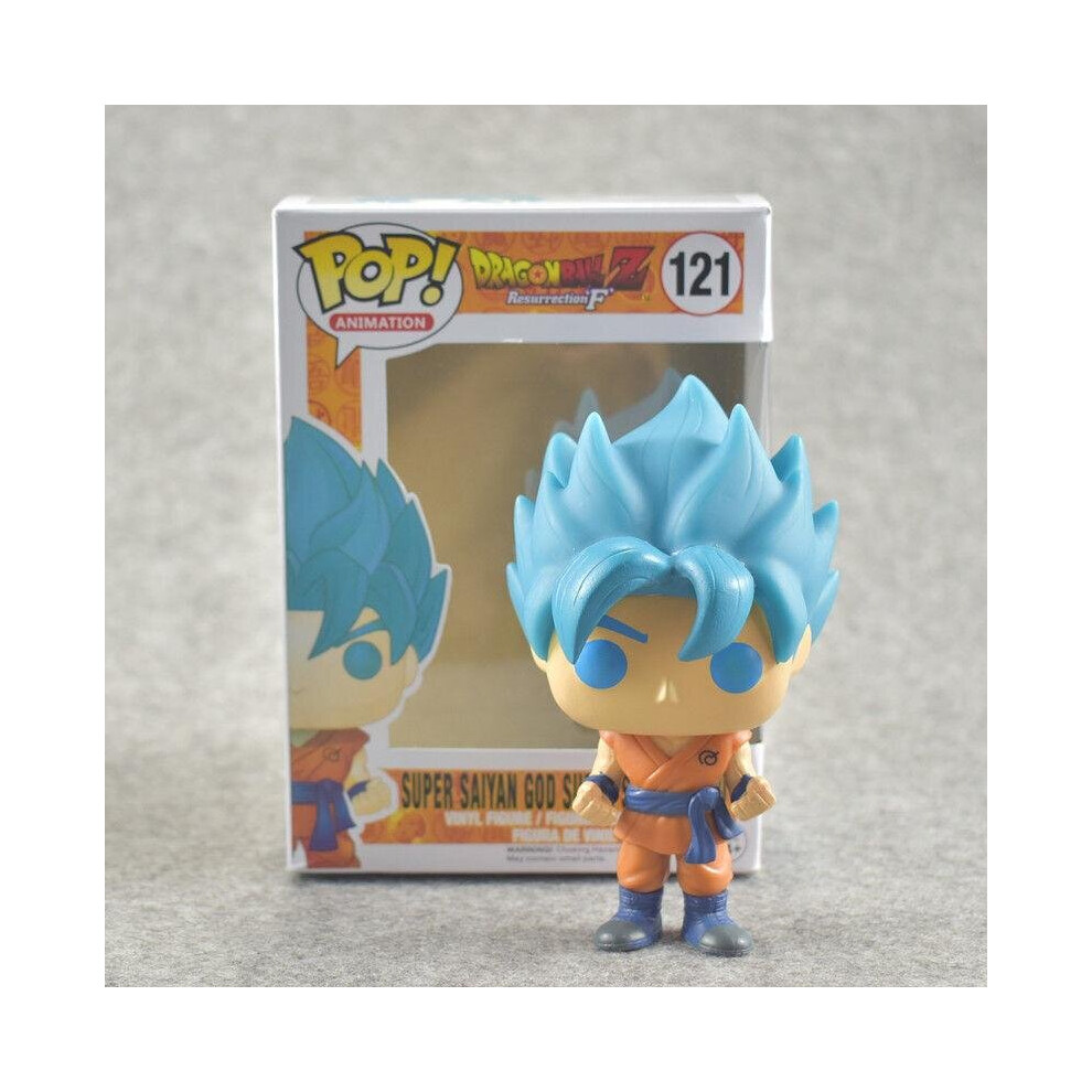 (Blue Hair Goku) 3PCS DragonBall Blue Goku Vegeta Figure Pink Hair Black Super Saiyan Toy Funko POP