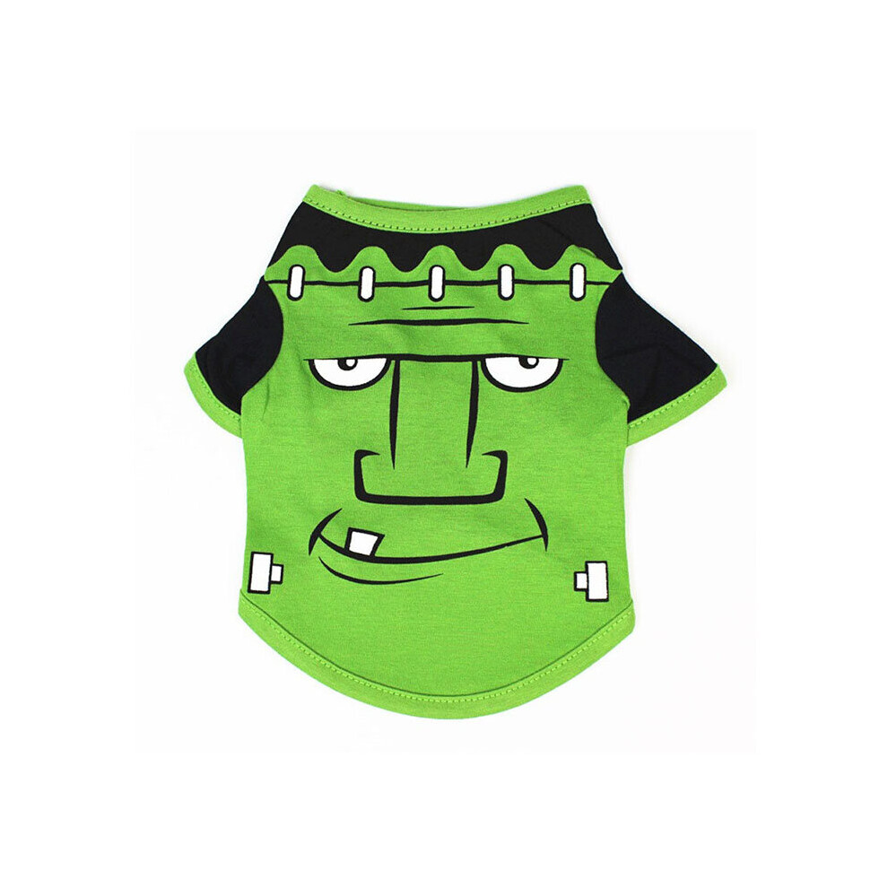 (Green, L) Print Puppy Cat T-shirt Teddy Christmas Costume Christmas Pet Dog Clothes Cartoon T-shirt