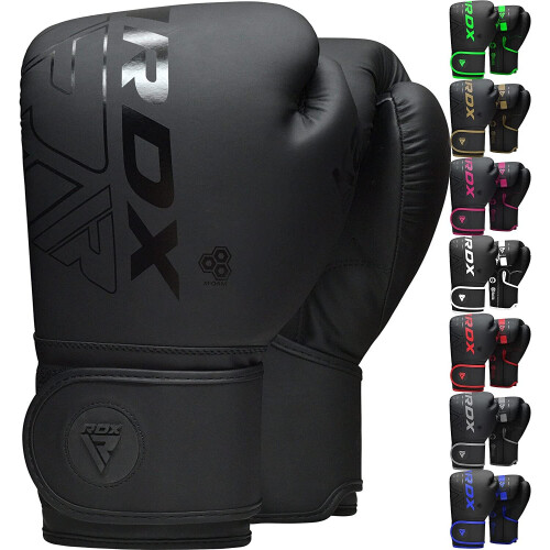 (Black, 10OZ) RDX Boxing Gloves Sparring Muay Thai Kickboxing