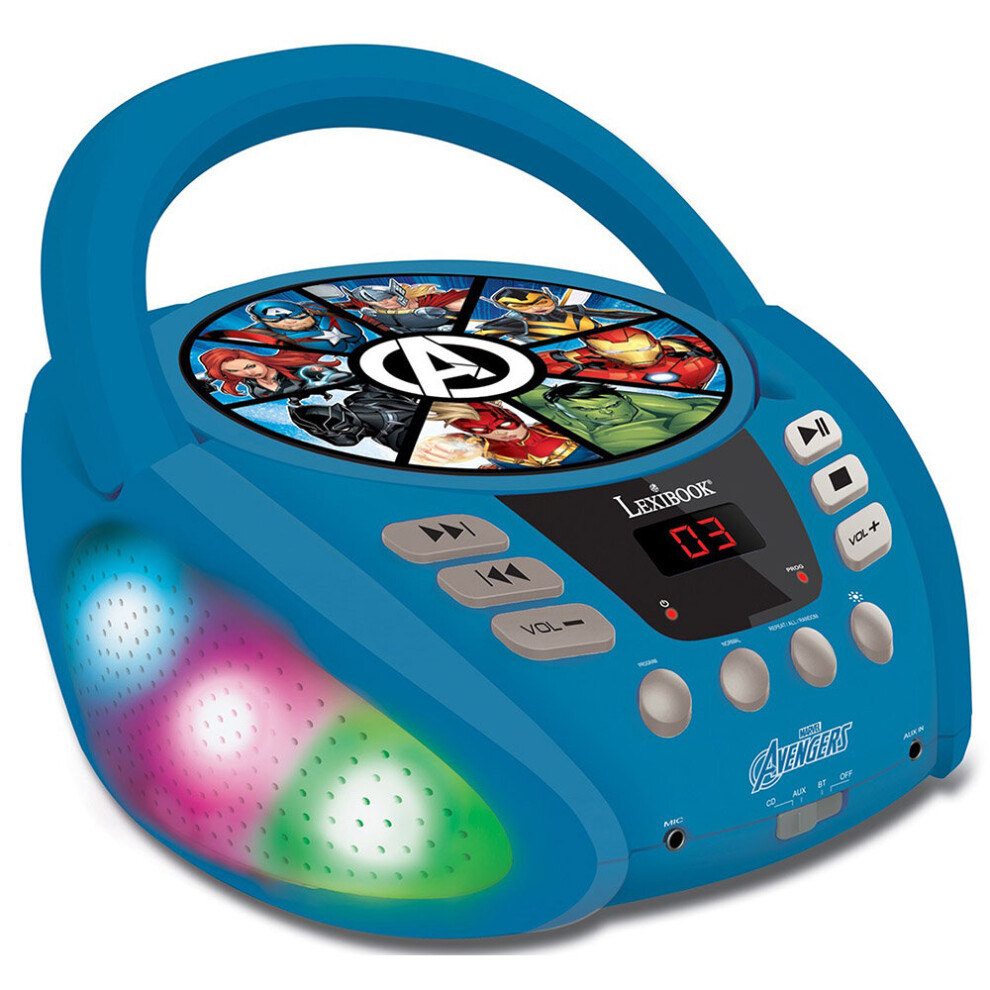 Marvel Avengers Boombox Radio Cd Player With Bluetooth Light