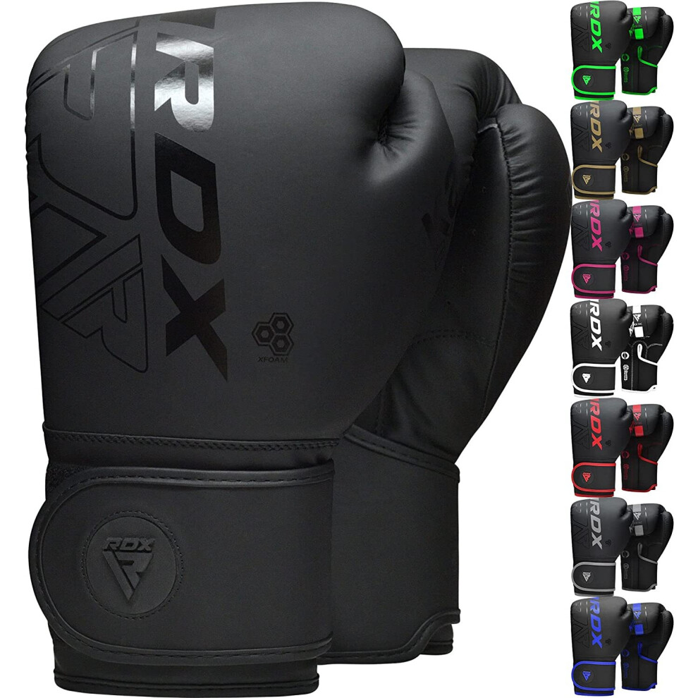 (Black, 12OZ) RDX Boxing Gloves Sparring Muay Thai Kickboxing