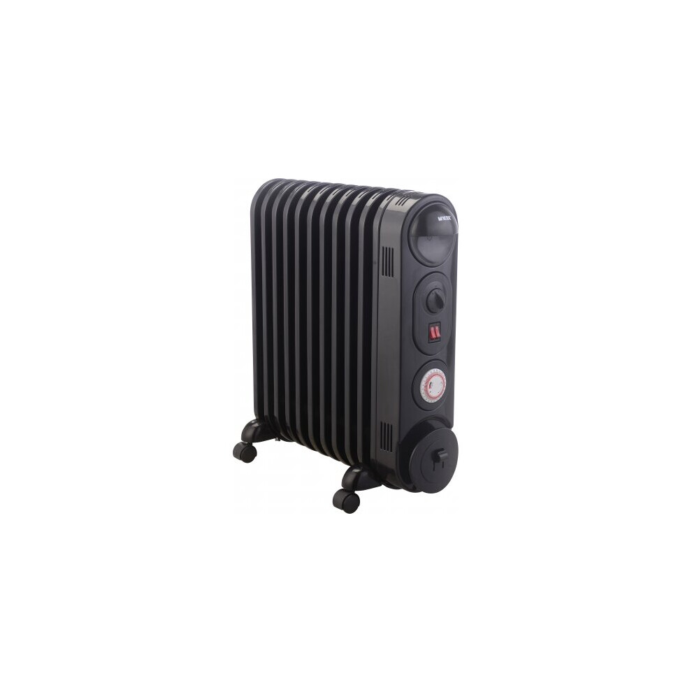 MYLEK Black Oil Filled Radiator with Thermostat and Timer 2.5KW