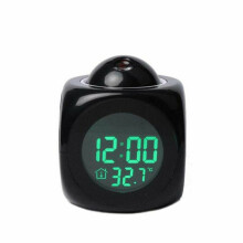 (Black) Time Digital LCD Display Temperature Clock Projector LED Projection Alarm Smart