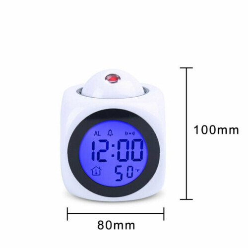 (Black) Time Digital LCD Display Temperature Clock Projector LED Projection Alarm Smart 2