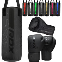 (Black) RDX Kids Filled Punching Bag & Boxing Gloves, 2ft