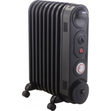 MYLEK Black Oil Filled Radiator with Thermostat and Timer 2KW
