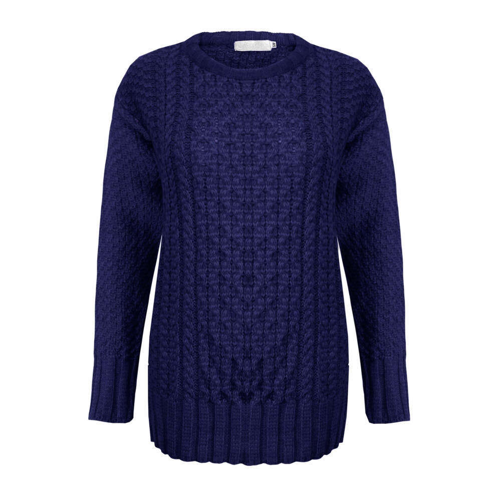 Generation Fashion (Navy, 16-18) New Ladies Women Knitted Cable Knit Jumper Sweater Pullover Top