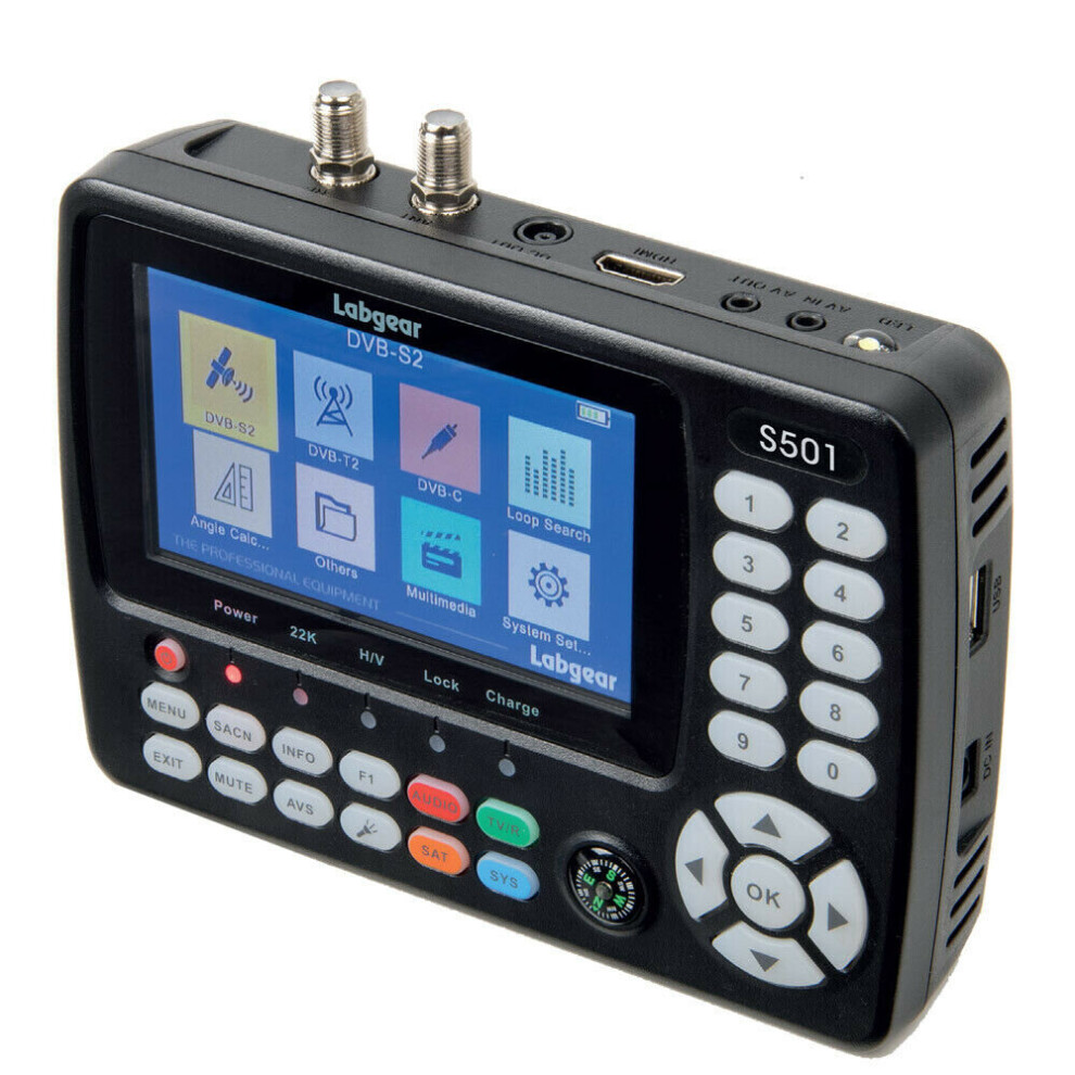 Labgear S501 Combo Signal Meter - Satellite Dvb-S2/T2, Terrestrial Dvb-T/T2, Sky Q Wideband Ready, Hdmi/Av, 4K Hevc/H.264 5050171083178