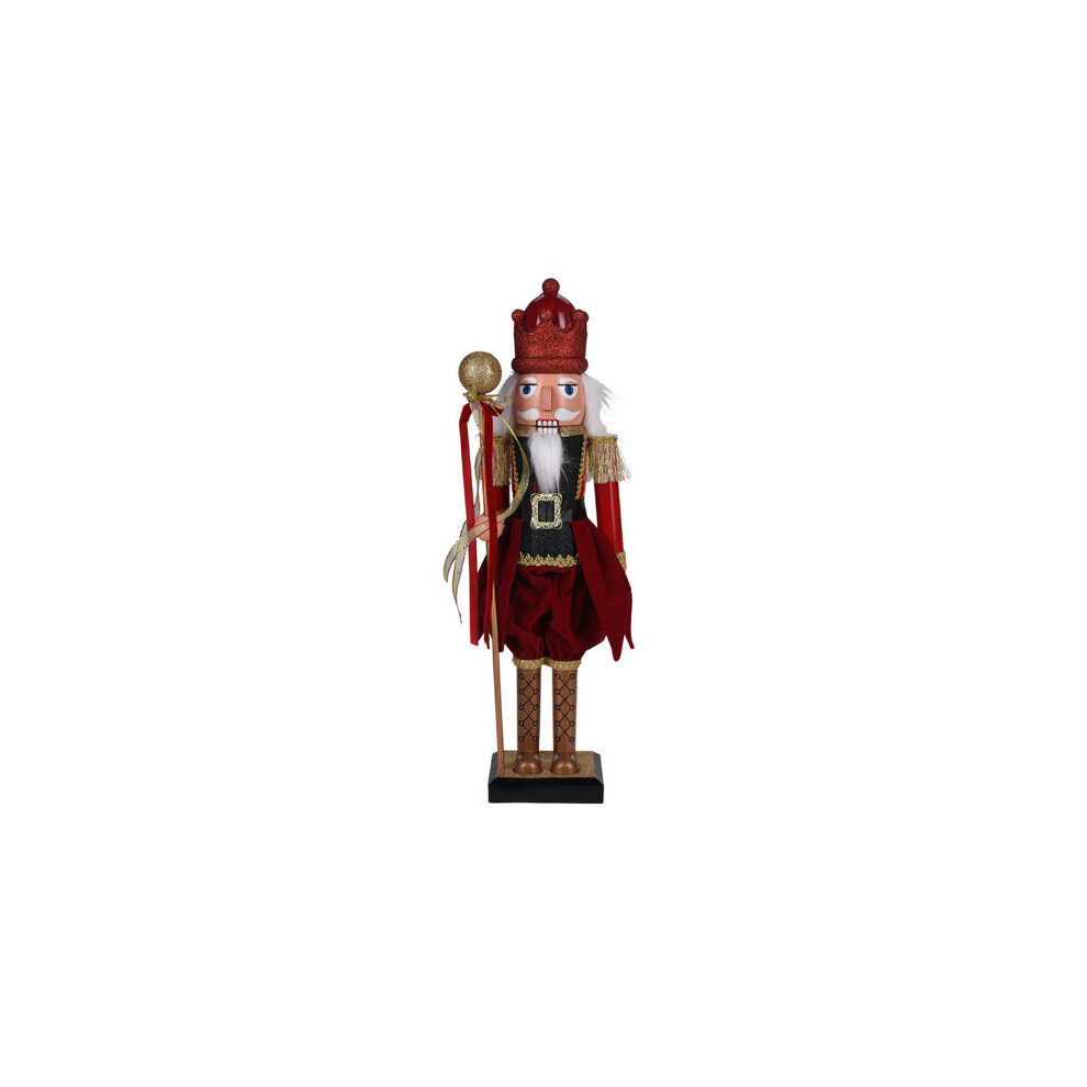 (38cm, Red Orb) Wooden Christmas Nutcracker Soldier Xmas Traditional Ornament Assorted Sizes