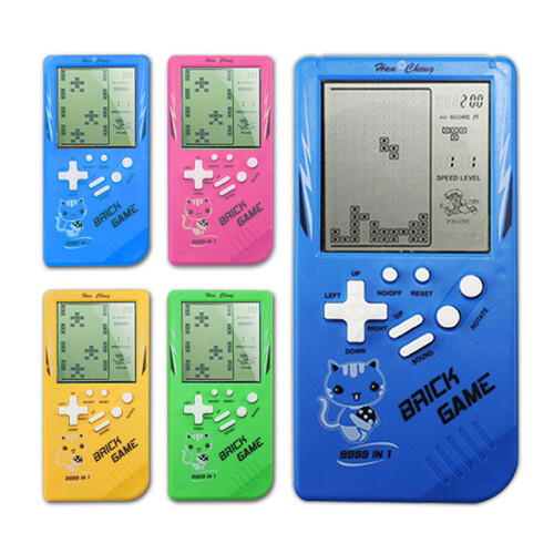 (Blue) RS-99 Classic Game Console Tetris Block Game Puzzle Games Handheld Game Machine