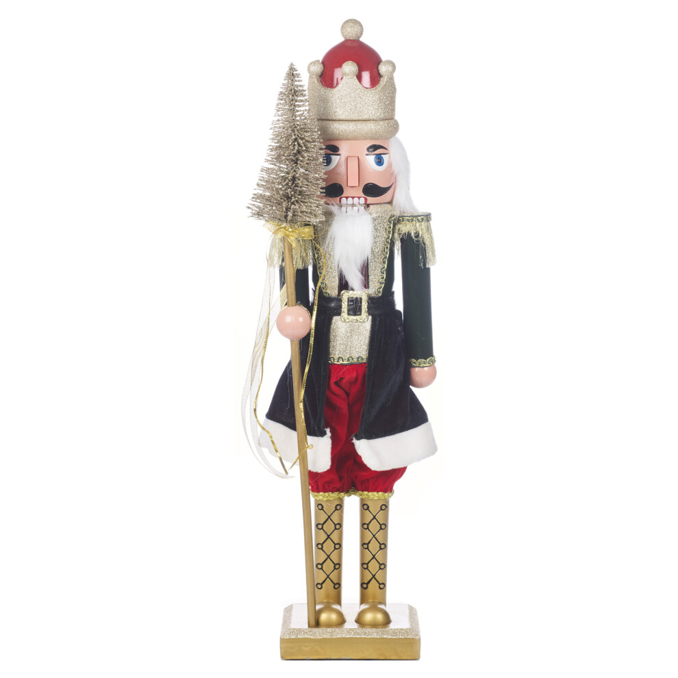 (38cm, Green Tree) Wooden Christmas Nutcracker Soldier Xmas Traditional Ornament Assorted Sizes