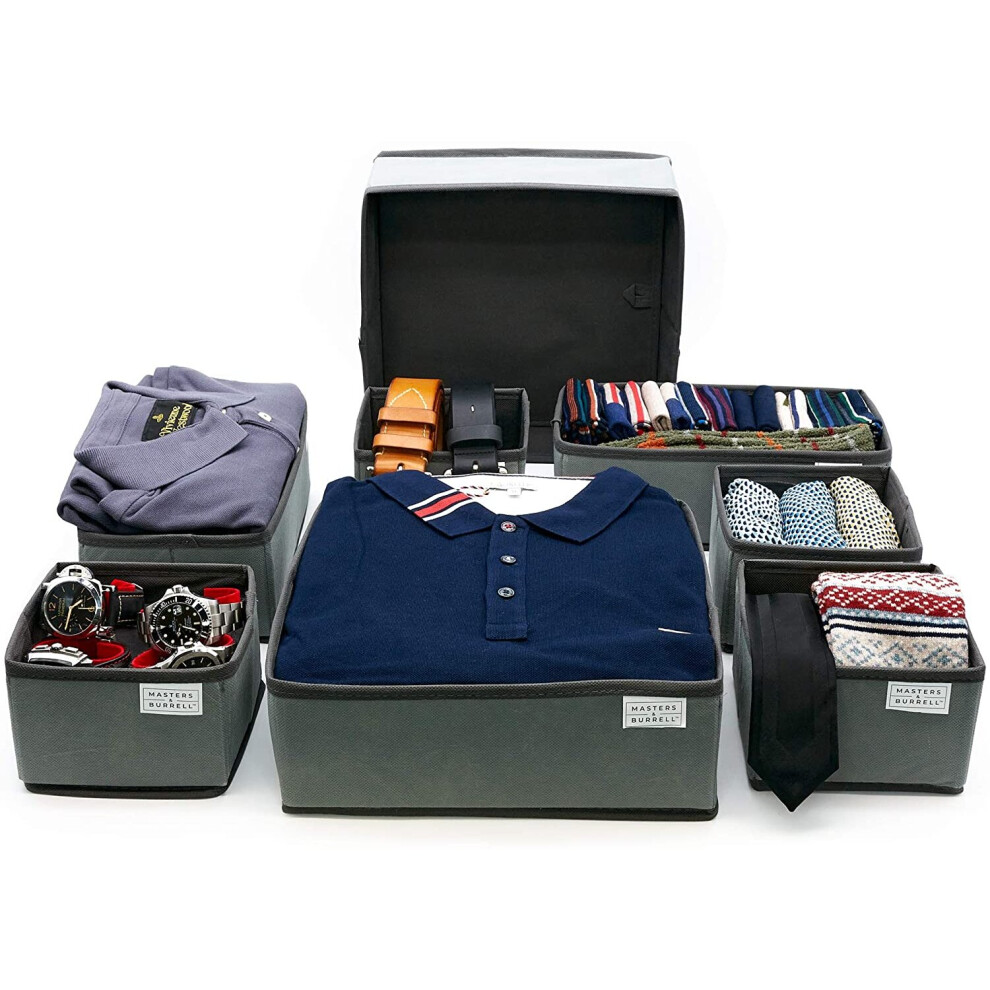 (Grey) Masters & Burrell 8 Piece Dresser Drawer Organiser