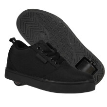 (2 UK) Heelys Pro 20 Childrens Kids Wheels Boys Skating Shoes Triple Black Canvas HES10430