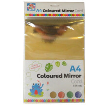 Kids Create A4 Coloured Mirror Card, 8 sheets - 4 Colours