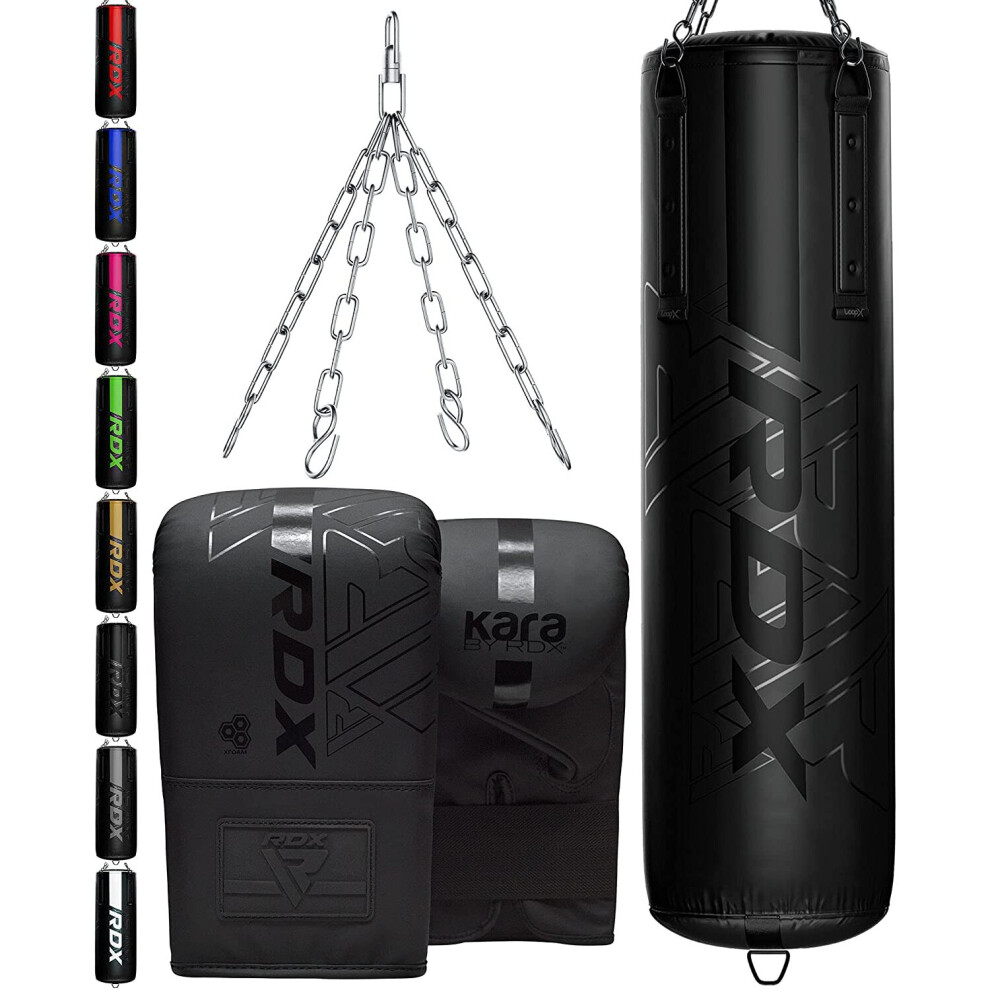 (Black, 5FT) RDX Filled Punching Bag Anti Swing Heavy 3PC