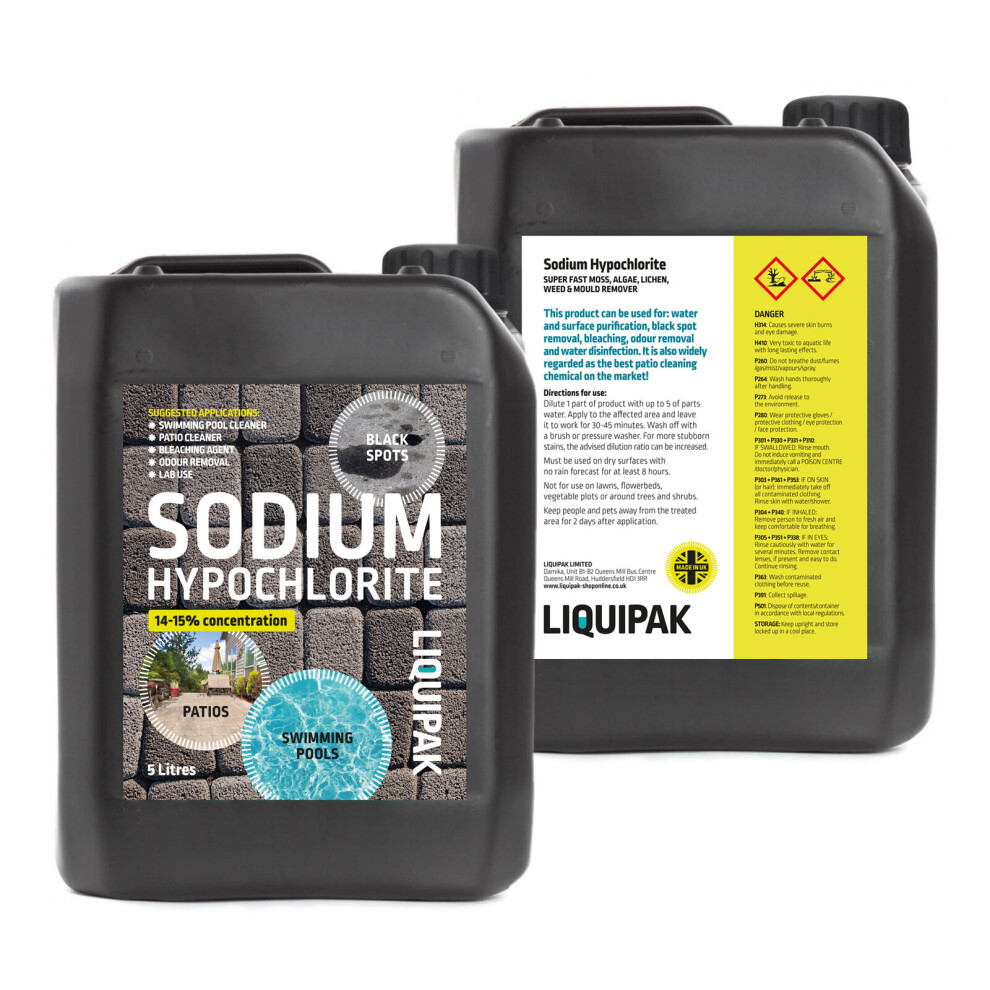 Sodium Hypochlorite 14-15% Patio Cleaner, Swimming Pool Chlorine 5L