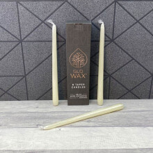 (8, Ivory) Glo Wax Taper Dinner Candles