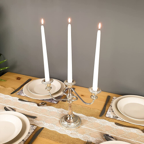 (8, White) Glo Wax Taper Dinner Candles 1