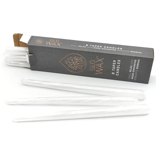 (8, White) Glo Wax Taper Dinner Candles 2