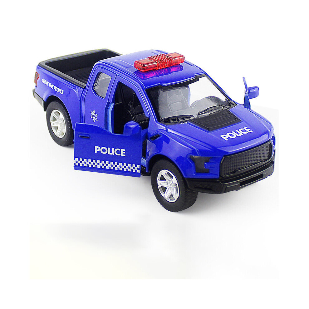 (B) Simulation Car Model Engineering Police Patrol Toy Ambulance Child Boy Alloy Door Can Be Opened