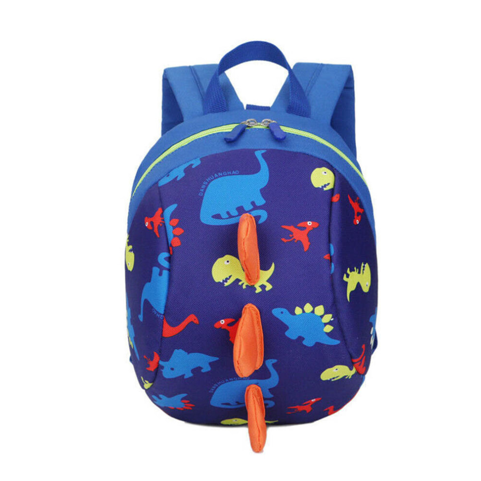 (Blue) Cartoon Baby Toddler Kids Dinosaur Safety Harness Strap Bag Backpack With Reins Blue