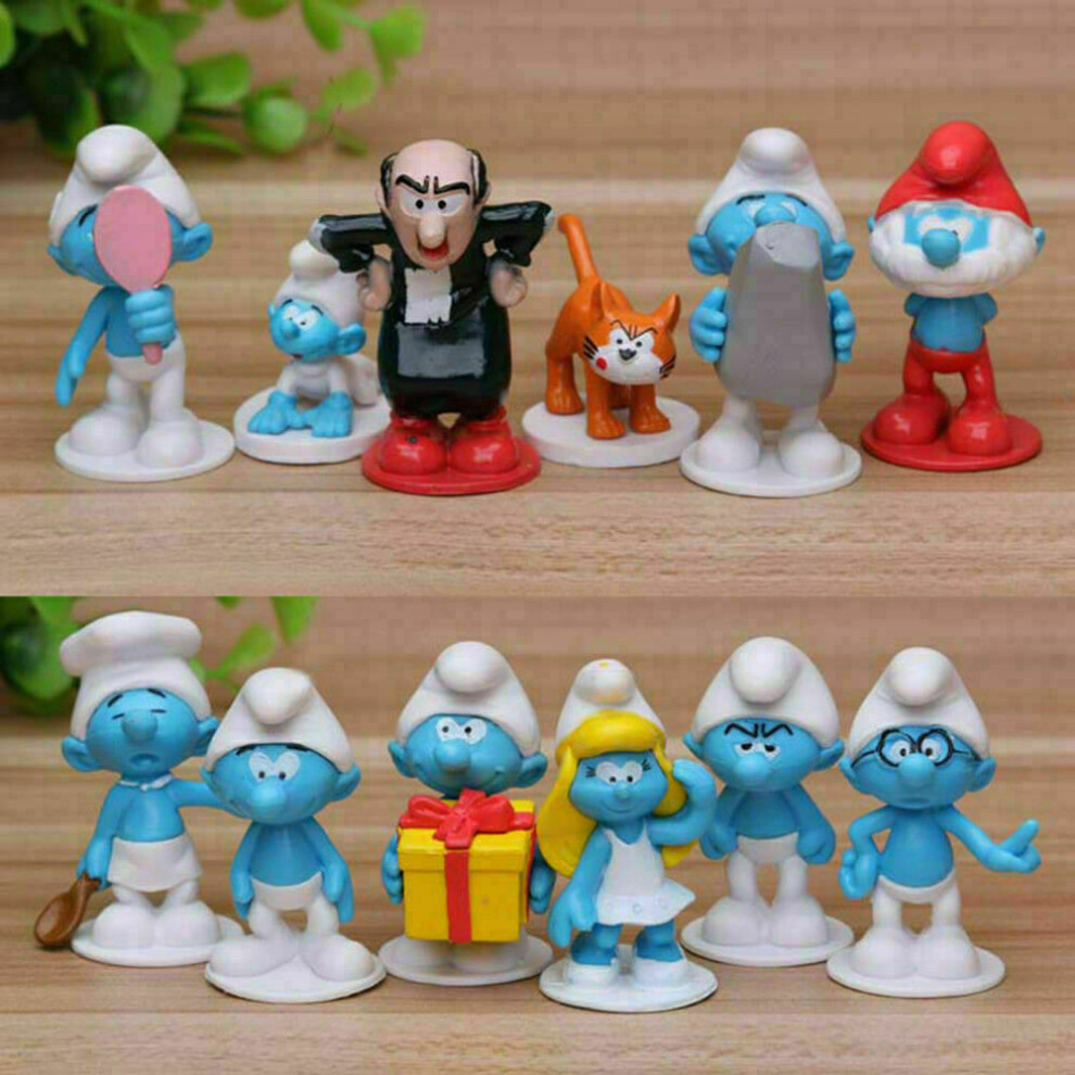 12pcs Smurfs: The Lost Village Smurfette Gargamel Papa Hefty Action Figures Toy