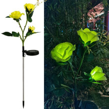 (Yellow) Solar Rose Flower LED Lights Outdoor Waterproof Lamp Garden Patio Lawn Pathway