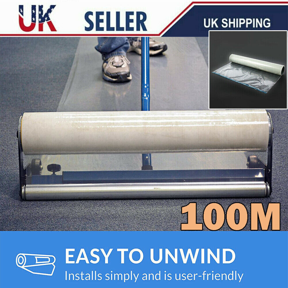 100M Carpet Protection Self Adhesive Roll Floor Clear Cover Dust Film