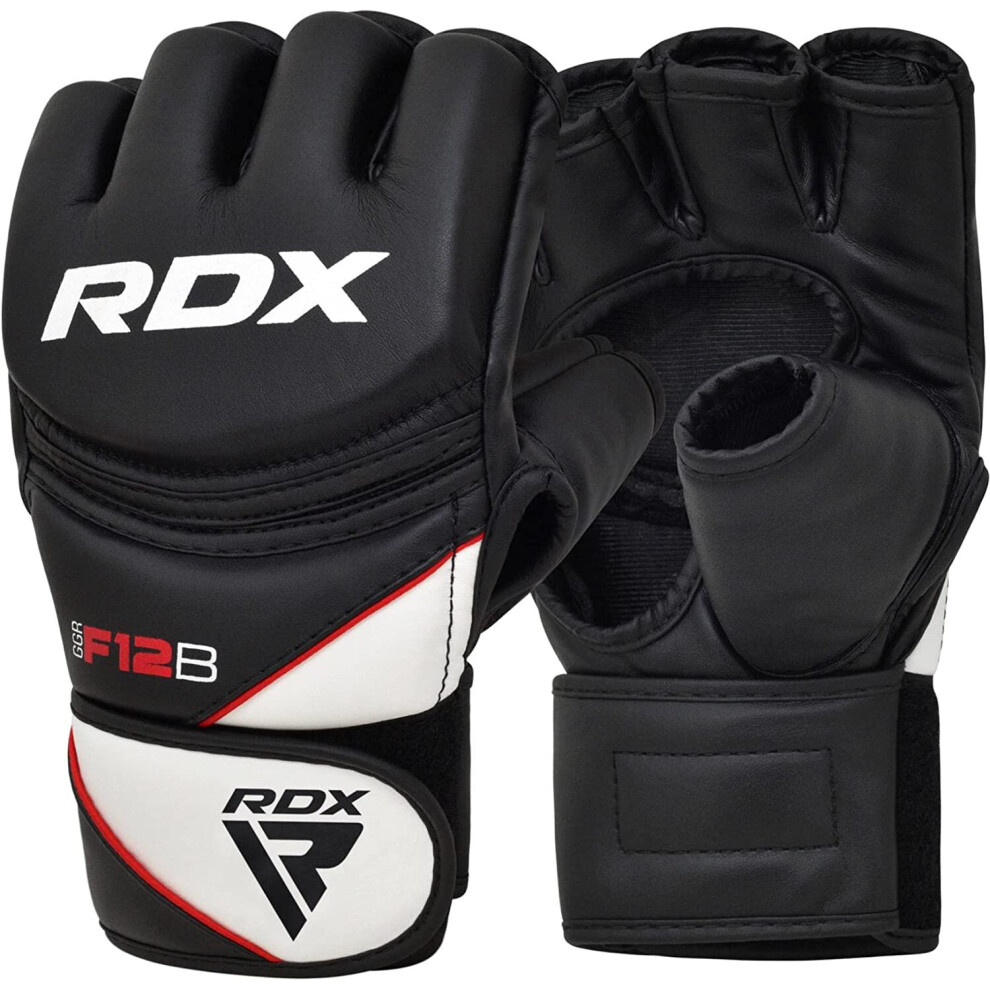 (Black, Large) RDX MMA Gloves Grappling Martial Arts Training