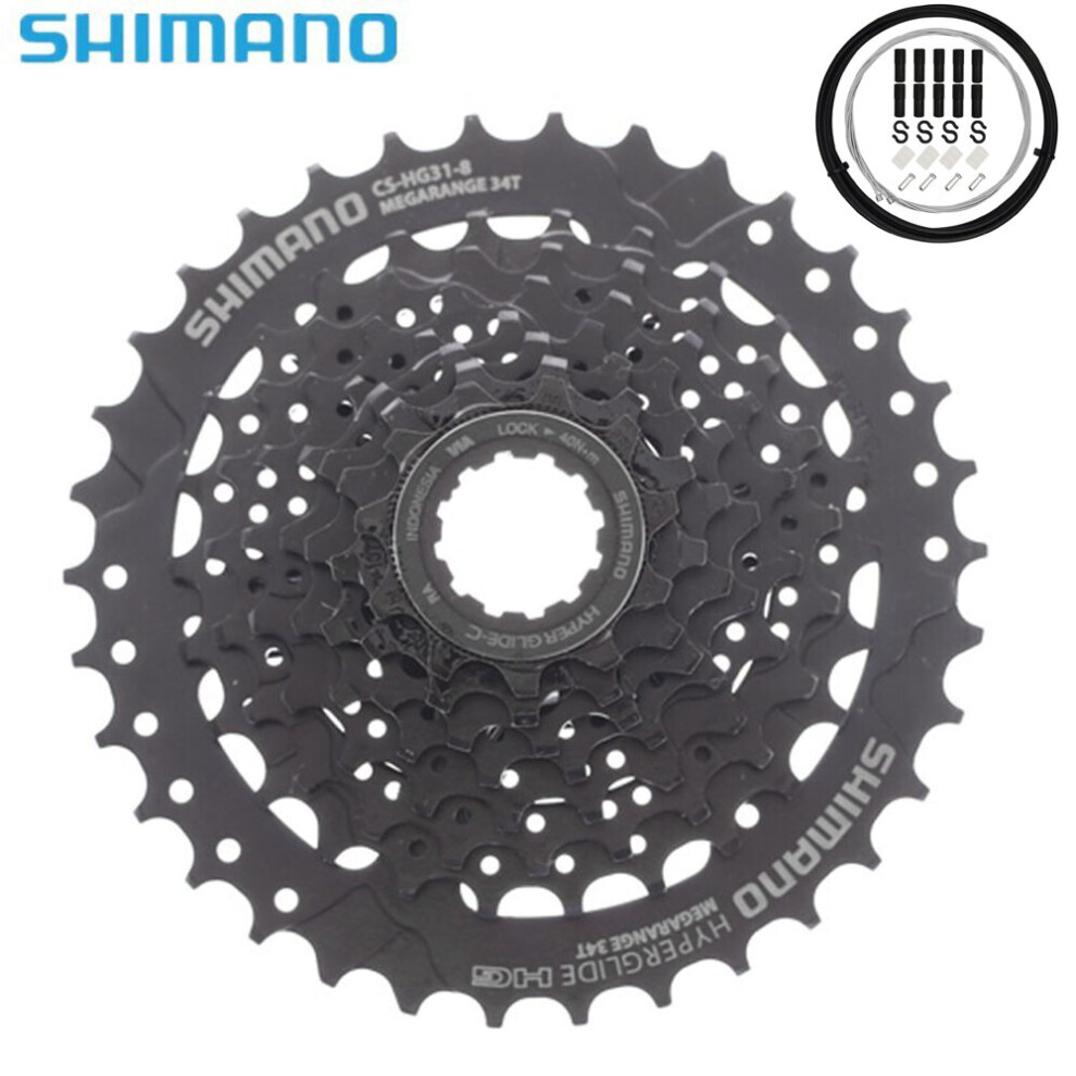 (11-34T-Black) Shimano HG31 8 Speed 32/34T Mountain Bike Cassette+Gear shift kit