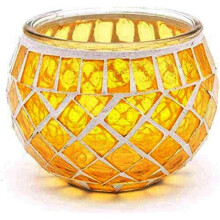 (Yellow) Mosaic Glass Jar Vintage Candle Holder